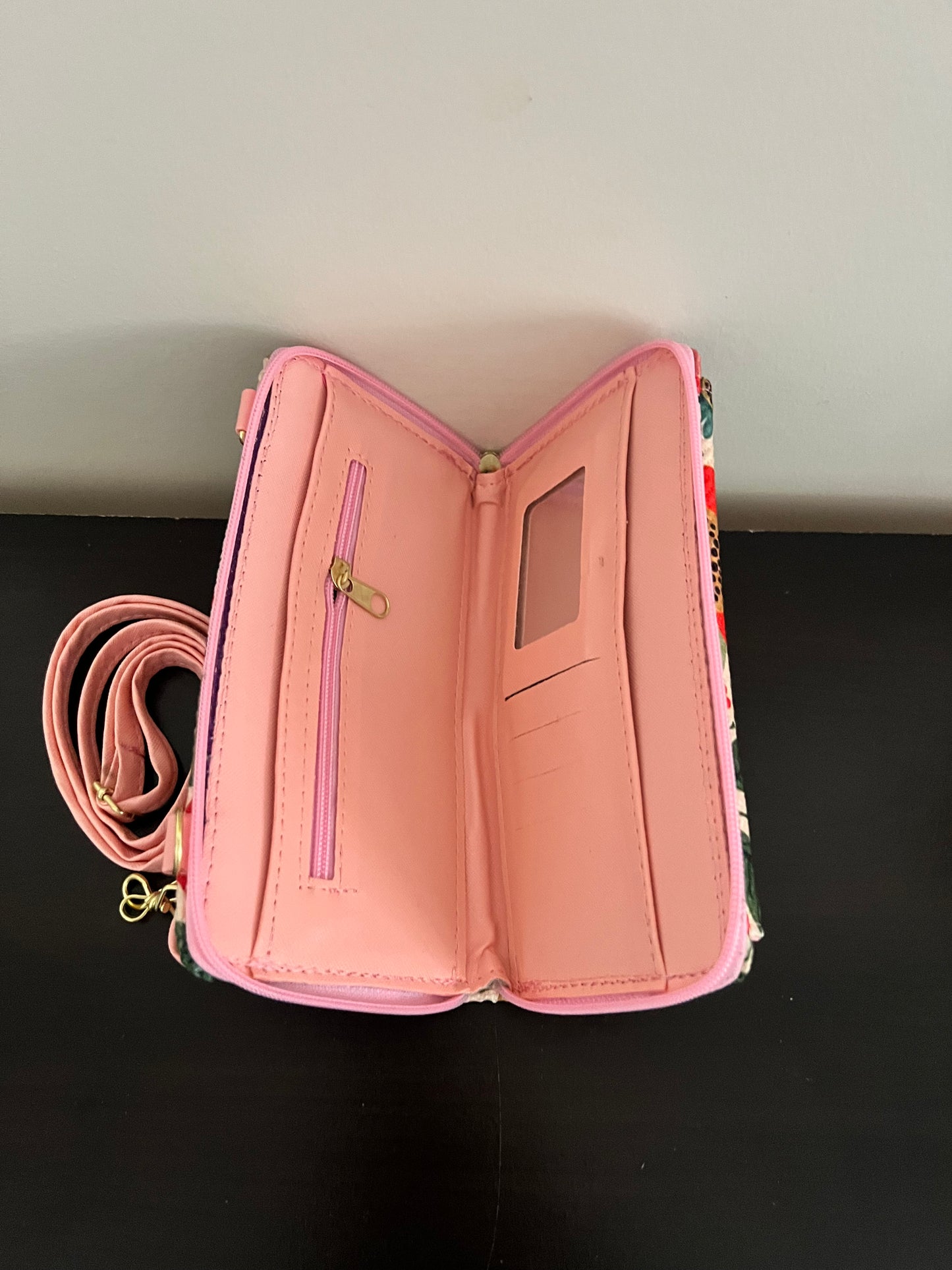 Pink wallet cross body