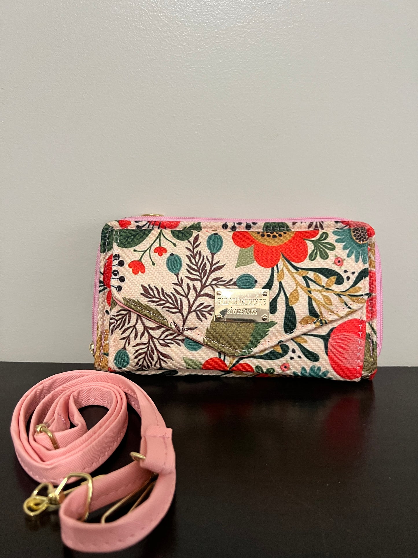 Pink wallet cross body