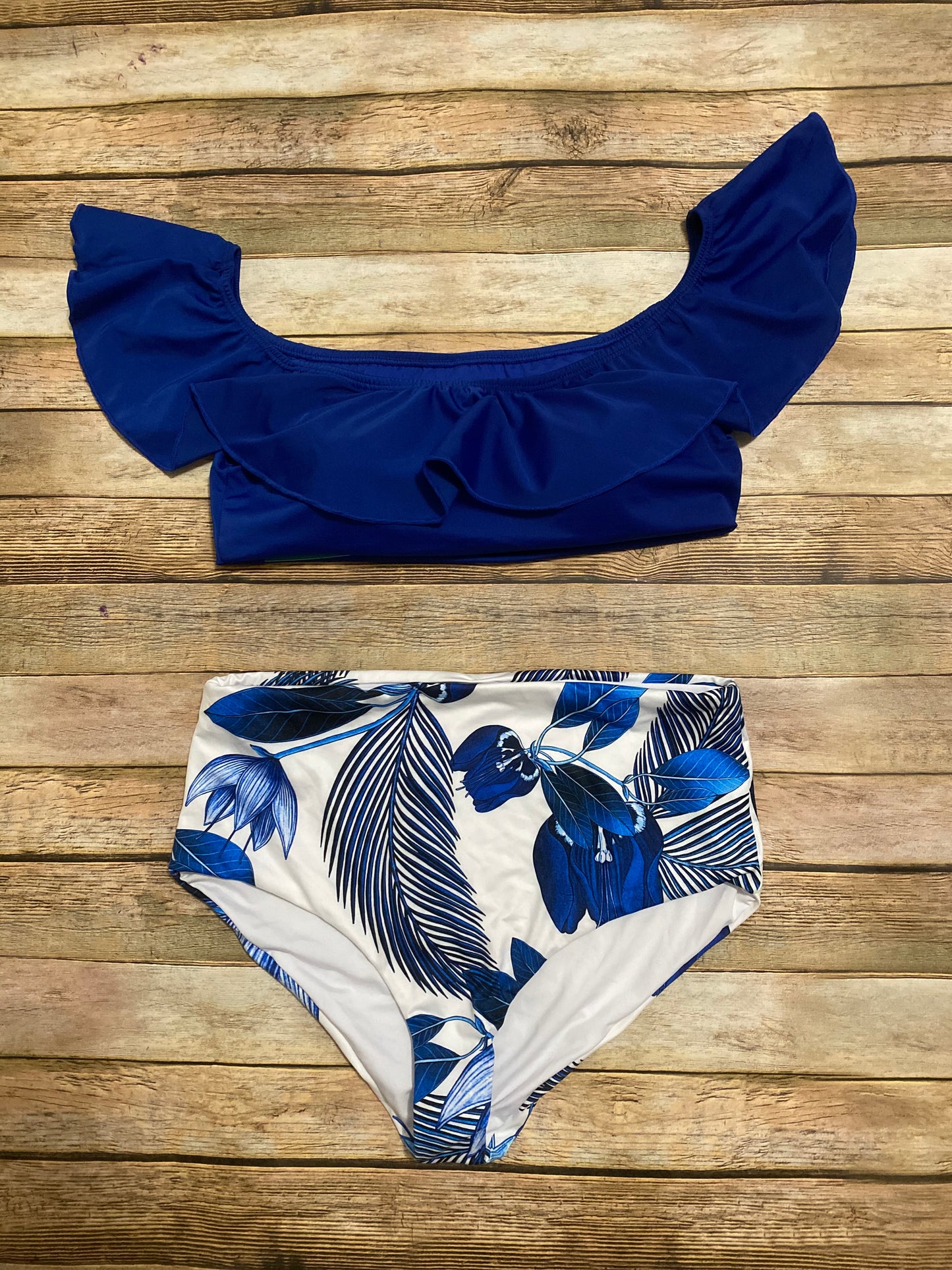 Blue Leaf Print swimsuit