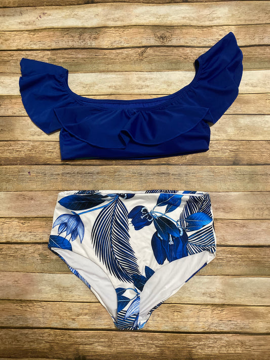 Blue Leaf Print swimsuit